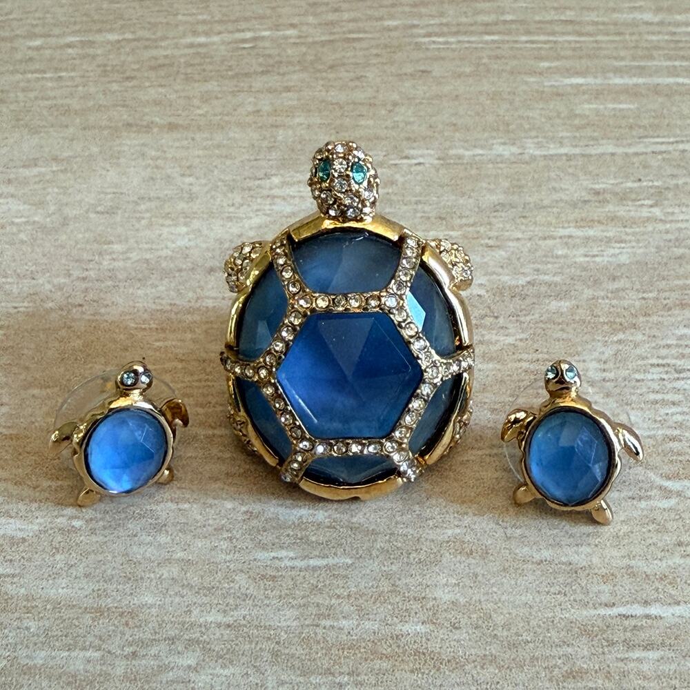 Kate Spade New York Paradise Found Sea Turtle Statement Ring 6 Stud Earrings Set